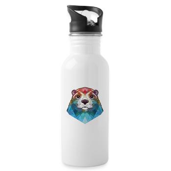 Otter Colorful Watercolor Animal Pet Illustration - Water bottle with straw - white - Right