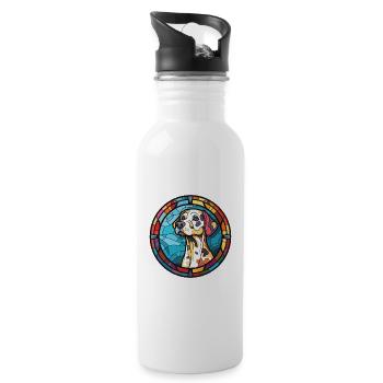 Dalmatiner Hund Buntes Aquarell Tier Karikatur - Trinkflasche mit integriertem Trinkhalm - Weiß - Rechts