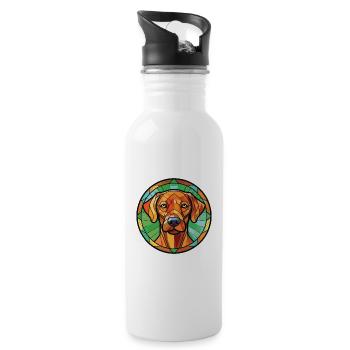 Rhodesian Ridgeback Dog Colorful Watercolor Pet - Water bottle with straw - white - Right