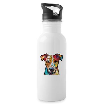 Ariegeois race chien aquarelle verre illustration - Gourde avec paille intégrée - blanc - Droite