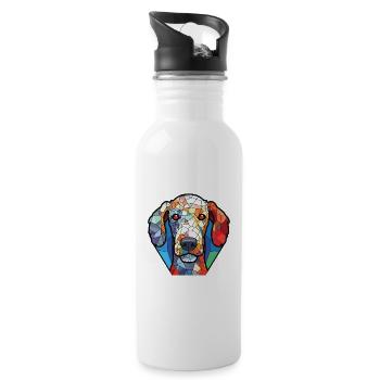 Bedlington Terrier chien race aquarelle colorée - Gourde avec paille intégrée - blanc - Droite