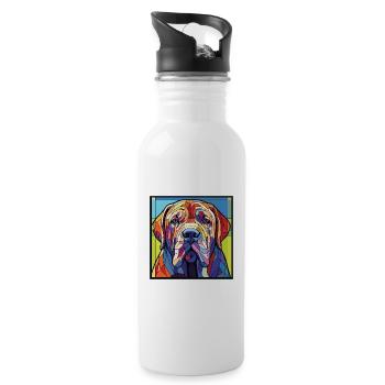 Neapolitan Mastiff Dog Breed Colorful Watercolor - Water bottle with straw - white - Right