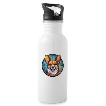 Corgi chien race coloré aquarelle illustration - Gourde avec paille intégrée - blanc - Droite