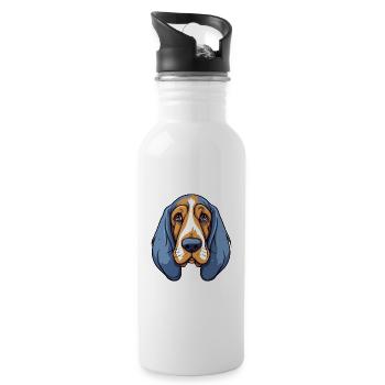 Basset Bleu De Gascogne Dog Breed Cartoon Kawaii I - Water bottle with straw - white - Right