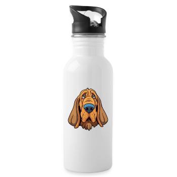Bloodhound chien race dessin animé Kawaii Illustration - Gourde avec paille intégrée - blanc - Droite