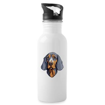 Bluetick Coonhound Hunderasse Cartoon Kawaii Illust - Trinkflasche mit integriertem Trinkhalm - Weiß - Rechts