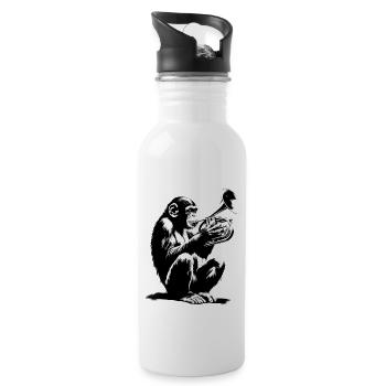 Monkey Orchestra Trumpet Street Art Banksy Stylelet - Water bottle with straw - white - Right