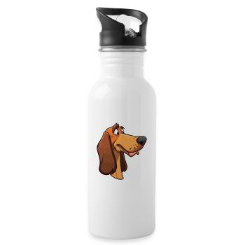 Finnish Hound Dog Breed Cartoon Kawaii Illustratio - Water bottle with straw - white - Right