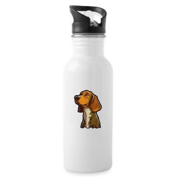 Majestic Tree Hound Dog Breed Cartoon Kawaii Illus - Water bottle with straw - white - Right