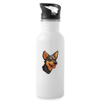 Lancashire Heeler Dog Breed Cartoon Kawaii Illustr - Water bottle with straw - white - Right