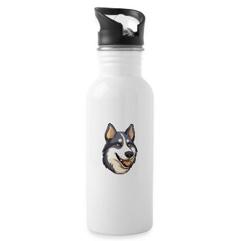Labrador Husky Hunderasse Cartoon Kawaii Illustrati - Trinkflasche mit integriertem Trinkhalm - Weiß - Rechts