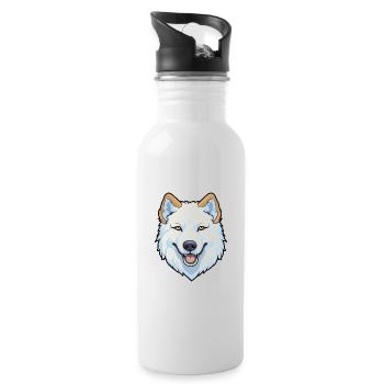 Groenland chien race Cartoon Kawaii Illustration - Gourde avec paille intégrée - blanc - Droite