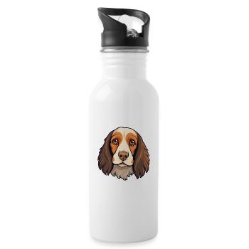 Pont Audemer Épagneul Chien Race Cartoon Kawaii Illu - Gourde avec paille intégrée - blanc - Droite