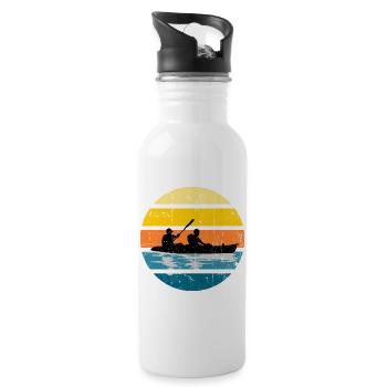Kayak Duo Sunset Silhouette Circle - Trinkflasche mit integriertem Trinkhalm - Weiß - Rechts