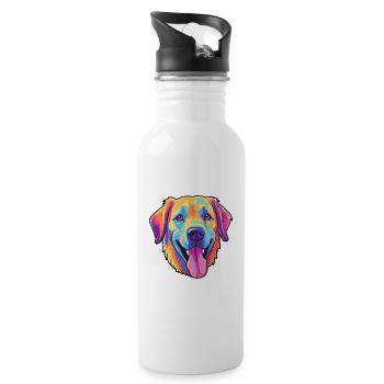 Anatolischer Schäferhund Rasse Cartoon Kawaii Illust - Trinkflasche mit integriertem Trinkhalm - Weiß - Rechts