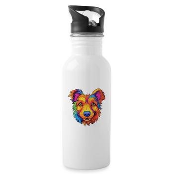 Race de chien Terrier australien Cartoon Kawaii Illust - Gourde avec paille intégrée - blanc - Droite