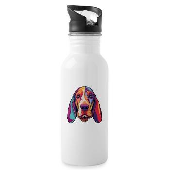 Basset Artesien Normand Dog Breed Cartoon Kawaii I - Water bottle with straw - white - Right