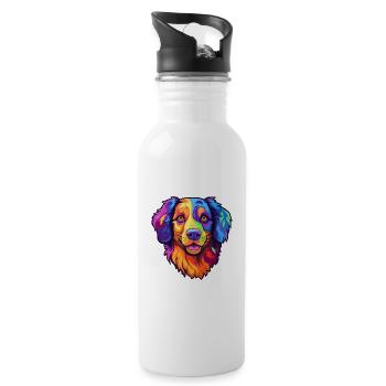 Berger Basque Race De Chien Cartoon Kawaii Illustrat - Gourde avec paille intégrée - blanc - Droite
