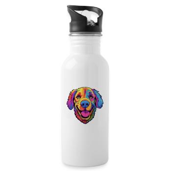 Berger De Beauce Dog Breed Cartoon Kawaii Illustra - Water bottle with straw - white - Right