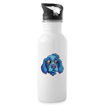 Blaue Picardie Spaniel Hunderasse Cartoon Kawaii Illu - Trinkflasche mit integriertem Trinkhalm - Weiß - Rechts