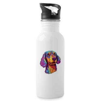 Schwarzwälder Hund Rasse Cartoon Kawaii Illust - Trinkflasche mit integriertem Trinkhalm - Weiß - Rechts