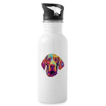 Burgos Pointer Dog Breed Cartoon Kawaii Illustrati - Water bottle with straw - white - Right
