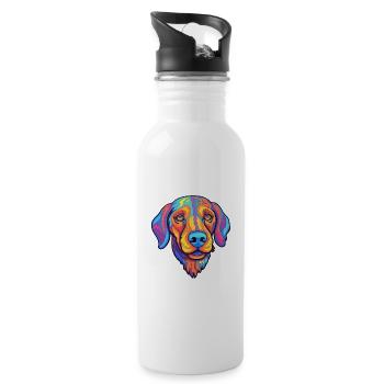 Cimarron Uruguayo Dog Breed Cartoon Kawaii Illustr - Water bottle with straw - white - Right