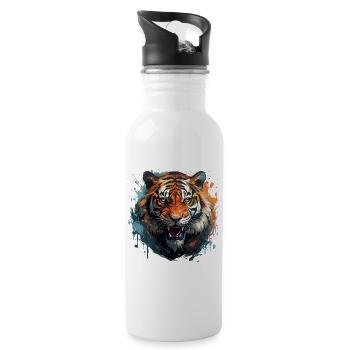 Bengal Tiger – King Tiger Face Zoo - Water bottle with straw - white - Right