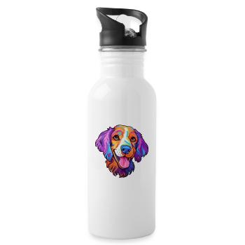 Dutch Smoushond Dog Breed Cartoon Kawaii Illustrat - Water bottle with straw - white - Right
