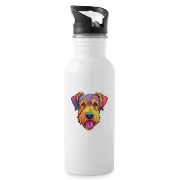 Chien de chasse allemand Terrier race de chien Cartoon Kawaii Il - Gourde avec paille intégrée - blanc - Droite
