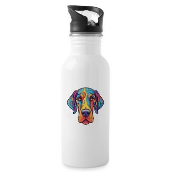 Dogue allemand race de chien Cartoon Kawaii Illustration - Gourde avec paille intégrée - blanc - Droite
