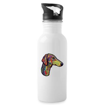 Galgo Espanol Dog Breed Cartoon Kawaii Illustratio - Water bottle with straw - white - Right