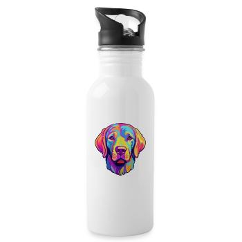 Labrador Retriever Hund Rasse Cartoon Kawaii Illust - Trinkflasche mit integriertem Trinkhalm - Weiß - Rechts