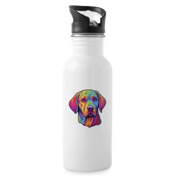 Labrador Hunderasse Cartoon Kawaii Illustration - Trinkflasche mit integriertem Trinkhalm - Weiß - Rechts