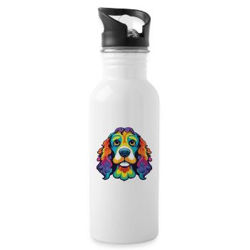 Kai Ken Hunderasse Cartoon Kawaii Illustration - Trinkflasche mit integriertem Trinkhalm - Weiß - Rechts