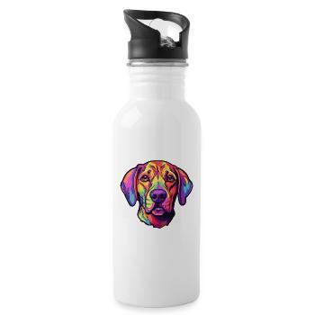Montagne Cur chien race Cartoon Kawaii Illustration - Gourde avec paille intégrée - blanc - Droite