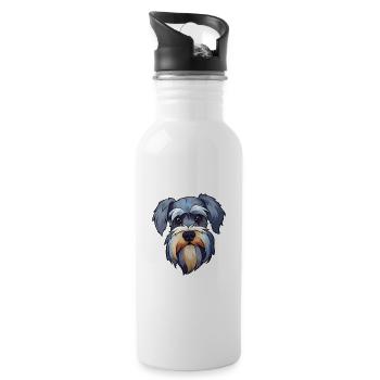 Miniature Schnauzer chien race dessin animé Kawaii Illus - Gourde avec paille intégrée - blanc - Droite
