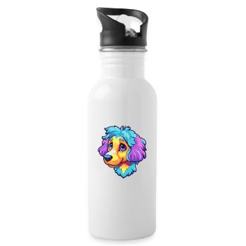 Kyi Leo Hunderasse Cartoon Kawaii Illustration - Trinkflasche mit integriertem Trinkhalm - Weiß - Rechts