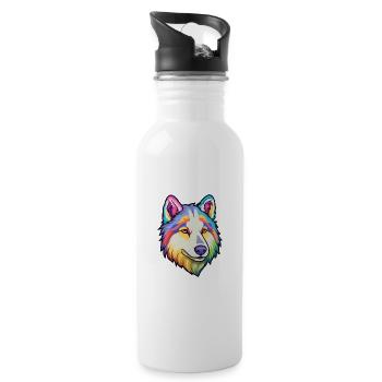 Labrador Husky Hunderasse Cartoon Kawaii Illustrati - Trinkflasche mit integriertem Trinkhalm - Weiß - Rechts