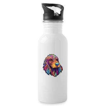 Griffon Fauve de Bretagne Hunderasse Cartoon Kawaii - Trinkflasche mit integriertem Trinkhalm - Weiß - Rechts