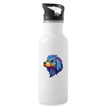 Griffon Bleu De Gascogne Dog Breed Cartoon Kawaii - Water bottle with straw - white - Right