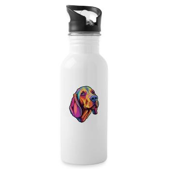 Lettische Jagdhunderasse Cartoon Kawaii Illustration - Trinkflasche mit integriertem Trinkhalm - Weiß - Rechts