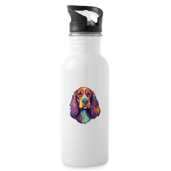 Anglais Springer Épagneul chien race Cartoon Kawaii - Gourde avec paille intégrée - blanc - Droite