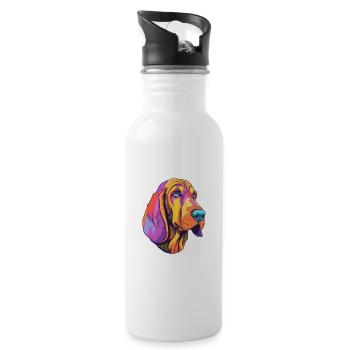 Bracco Italiano race de chien dessin animé kawaii illustrat - Gourde avec paille intégrée - blanc - Droite