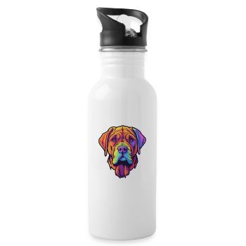 Boerboel Hunderasse Cartoon Kawaii Illustration - Trinkflasche mit integriertem Trinkhalm - Weiß - Rechts
