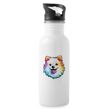 Spitz japonais chien race dessin animé kawaii illustrati - Gourde avec paille intégrée - blanc - Droite