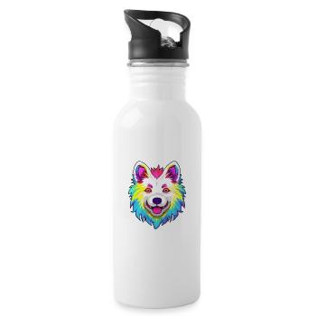 Indien Spitz chien race Cartoon Kawaii Illustration - Gourde avec paille intégrée - blanc - Droite