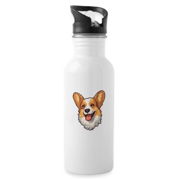 Pembroke Welsh Corgi Hunderasse Cartoon Kawaii Illu - Trinkflasche mit integriertem Trinkhalm - Weiß - Rechts