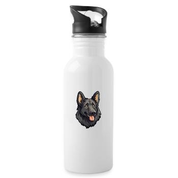 Chien de berger belge race de chien Cartoon Kawaii Illustra - Gourde avec paille intégrée - blanc - Droite