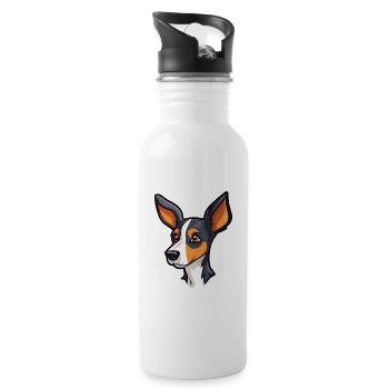 Decker Rat Terrier chien race Cartoon Kawaii Illust - Gourde avec paille intégrée - blanc - Droite